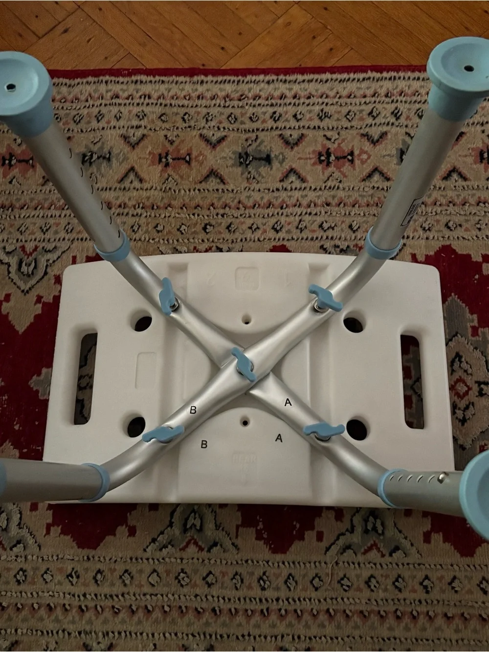 Adjustable Blue Bath Safety Shower Stool with Non-Slip Seat by Homland